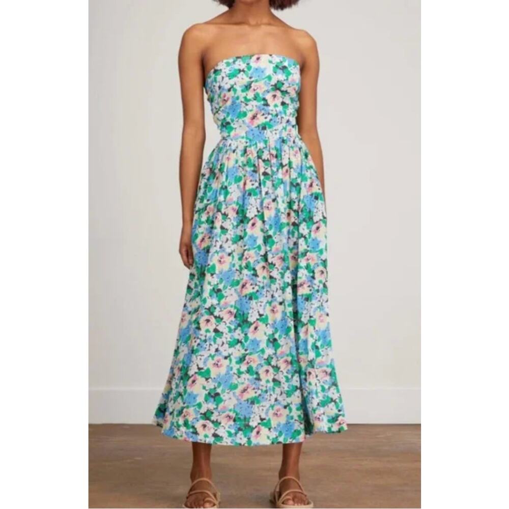 Ganni Floral Strapless Dress